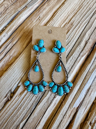 blue turquoise color post back dangle earrings. 