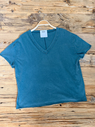 Dark Teal V-Neck Top.