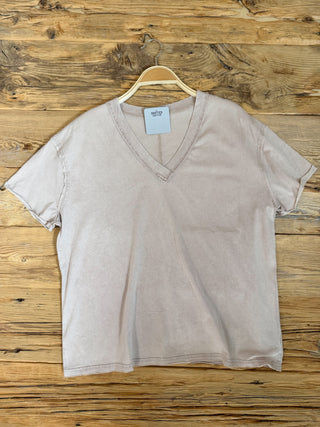 Taupe V-Neck Top. 