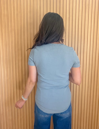 Josie Ribbed Basic Tee - Pebble
