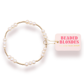 pearl and gold beaded bracelet. 